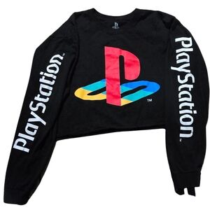 Sony Black and Red PlayStation Women's Crop Top